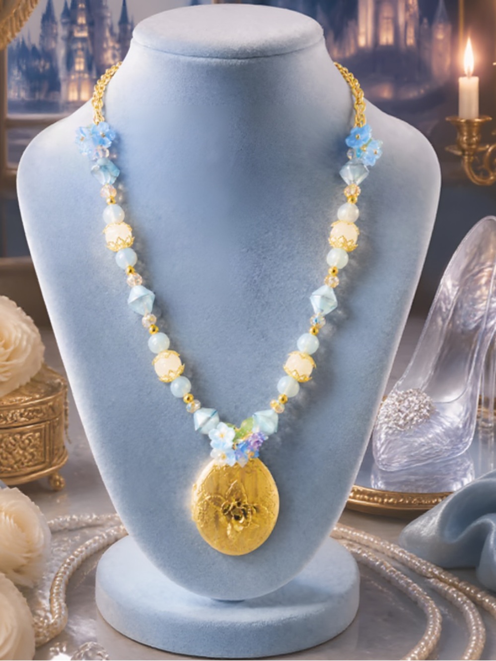 “The Enchanted Heirloom” Artisan Locket Glass Bead Necklace